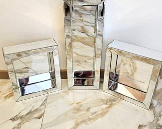Lot of Three Dimensional Wall Mirrors from ZGALLERIE - Two Square and One Rectangle