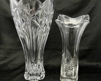Pair of Elegant Crystal Vases - Lenox and Contemporary Design