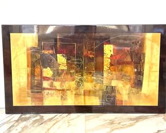 Abstract Gold, Red, Brown and Green Epoxy Print on Canvas 33" x 50"