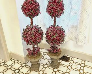 Pair of Frosted Berry Topiaries 39"Tall