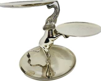 ZGallaries 3 Tiered Silver Elephant & Platter.