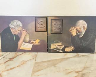 Set of 2 Wood Prints - Lord's Prayer & Bible Verses. Each 10" x 12.5"