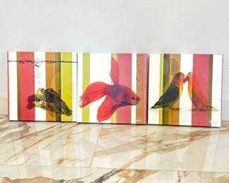 Set of 3 Animal Canvas Prints by Parvez Each 16" x 16"