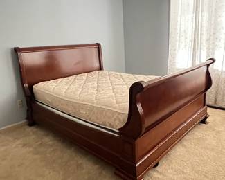 Elegant Queen Sleigh Bed with Beautyrest Mattress