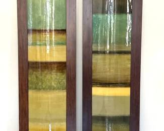 - Large Framed Decorative Wall Art - Set of Two. Z Gallery Abstract Warm Toned Framed Wall Art. 6ft Tall!