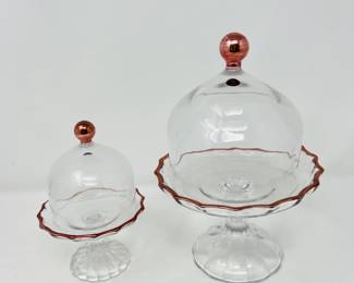 Set of 2 Mini Pastry Displays - Glass and Rose Gold.
