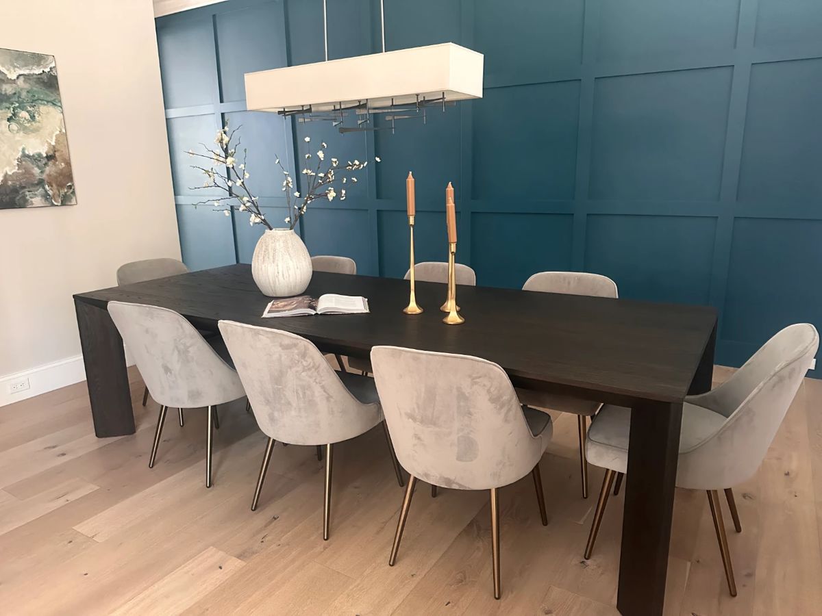 RH (Restoration Hardware) Arles Dinng Table 108". Black Oak finish. Seats 10 easily. Retails for $6,300. Lightly used and in perfect condition.