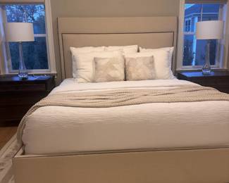 Vanguard king upholstered bed with nailhead detail