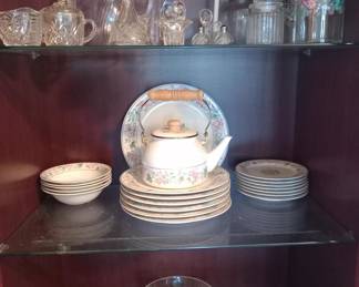 Collection of china dishes, plates and crystal glassware
