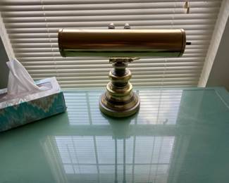 Brass table lamp with glass top