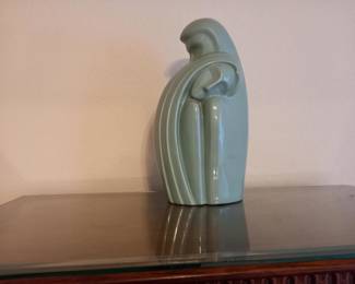 Art deco style ceramic figurine in light blue