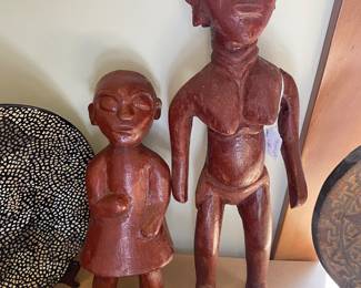 Pair of vintage carved figures from Ghana ca. 1960"s for sale during in-person shopping