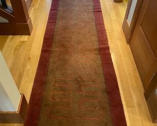 Wool & Silk burgundy and brown runner. 2'9' x 9'11".