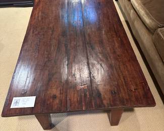 $260. Plank Wood coffee table. 58.25'w x 37.5"d x 19.75"h.