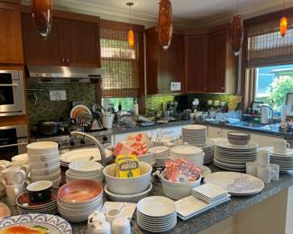 More of the kitchen and decorative items for sale during in-person shopping.