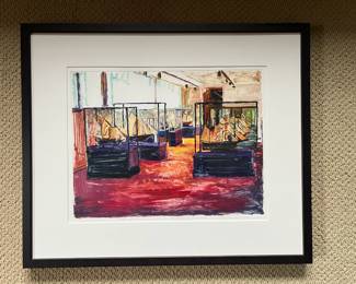 $880 Brian Kipping Monotype 1/1 "room of ships". framed 25"w x 12"h. - upper piece. $880. Available for online buying Wednesday per instructions in sale details.