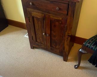 $240. Two door one drawer cabinet. 26"w x 16"d x 34"h. Available for online buying Wednesday per instructions in sale details.