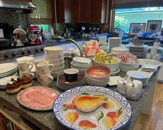 More of the kitchen and decorative items for sale during in-person shopping.