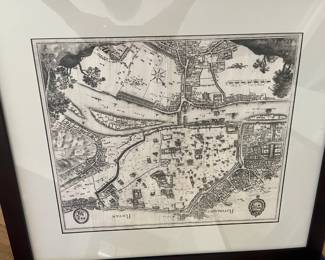 Matthäus Merian "Rouen" France antique map ca. 1657 . 24.5" x 22".