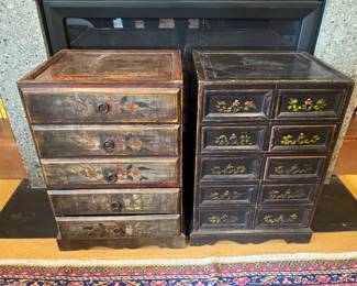 Two hand-painted small chests for sale - featured in the next photos.