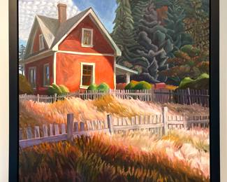 Drew Burnham signed original oil on canvas. Unframed piece is 36.75"sq. Framed it is 39.75"sq. 2004