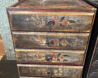 $180. Hand-painted five drawer chest. 16"w x 13.5"d x 23.5"h. Made in India, Ekta Interiors