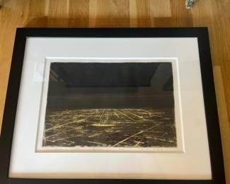 Brian Kipping Mezzotint "Light of the City" 4/4. Art is 12" x 18"h framed 23" x 29"h.