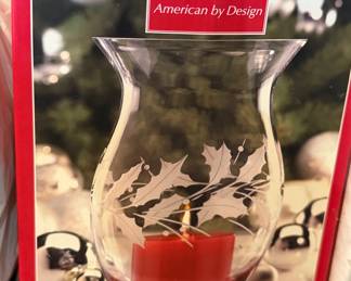 Lenox Holiday Etched Hurricane Wind Light