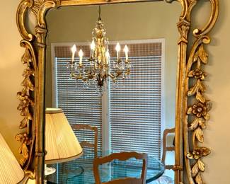 Carved, Gold Trimmed, Wall Mirror with Floral Motifs