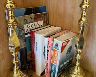 Books and Brass Candle Holders