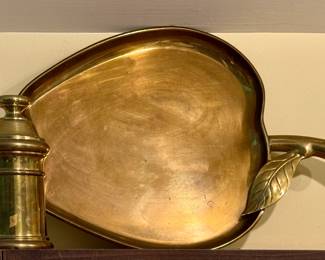 Brass Apple Shaped Dish and Brass Jar with Lid