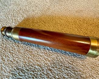Vintage Telescope with Brass Finish and Wooden Barrel