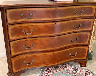 Four Drawer, Curved Front, Inlaid Bureau by Accents Beyond
