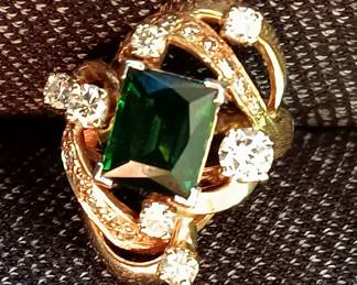 14K Gold Tourmaline and Diamond Cocktail Ring, appraised at $2,500.
