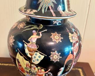 Decorative Asian Inspired Urn with Lid