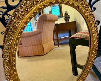 Round Gold Framed Wall Mirror