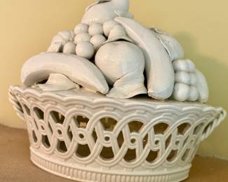 Ivory Ceramic Woven Fruit Basket