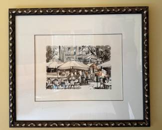 Framed Outdoor Street Market Scene by Franz Klin