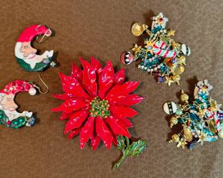 Holiday Earrings and Pin