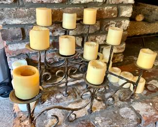 Wrought Iron Scroll Patterned Candle Holder with Ten Candles