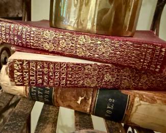 Vintage Hardcover Books- 'Chuzzlewit' by Charles Dickens, 'Romala' by George Eliot