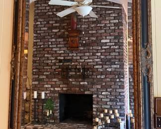Ornate Wood Framed Wall Mirror with Gold Accents