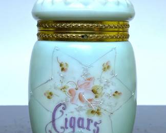 Antique Victorian Wavecrest Glass Cigar Jar