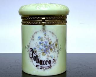 Antique Victorian Wavecrest Glass Tobacco Jar