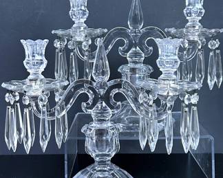 Vintage HEISEY glass candelabras 