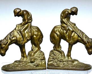 Antique cast iron bookends..'End of the trail'...