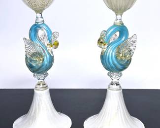 Vintage Venetian Art Glass Candle Holders