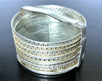 Vintage sterling silver & cut crystal drink coasters
