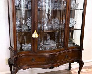 Antique China Cabinet with a collection of American Brilliant Cut Glass