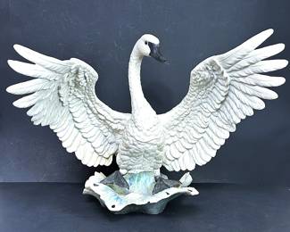 Large Boehm porcelain Trumpeter Swan.  Limited edition No 41 and signed by Mrs. Helen Boehm .....To register so you can place bids go to www.capitolsalesservices.hibid.com 